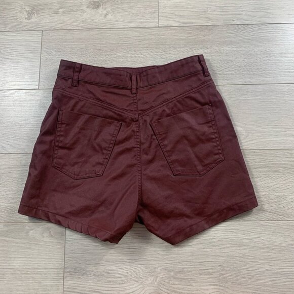 Zara Burgundy Coated Mom fit Shorts - Picture 5 of 12
